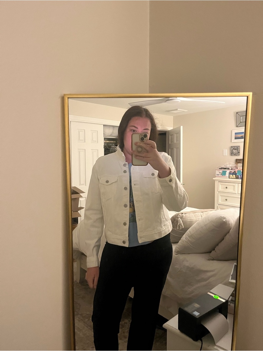 J. CREW White Women’s Denim Jacket, Large - Picture 7 of 9